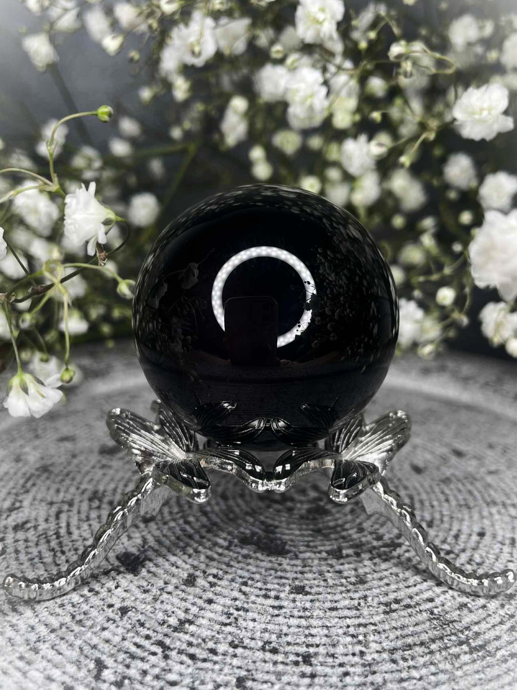 Rainbow Obsidian Crystal Sphere Purple Flash