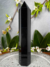 Load image into Gallery viewer, Beautiful Black Obsidian Crystal Tower Point
