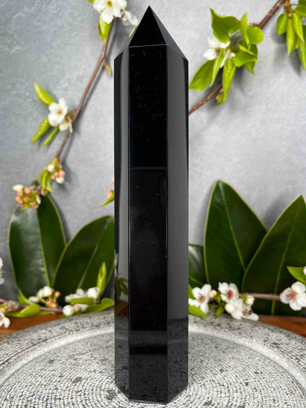 Beautiful Black Obsidian Crystal Tower Point