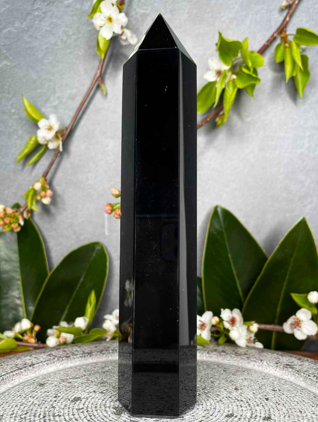 Protection Black Obsidian Crystal Tower Point