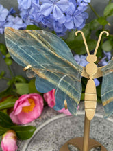 Load image into Gallery viewer, Blue Onyx Crystal Butterfly Wings On Gold Stand
