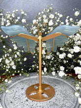 Load image into Gallery viewer, Clear Blue Onyx Crystal Butterfly Wings On Gold Stand
