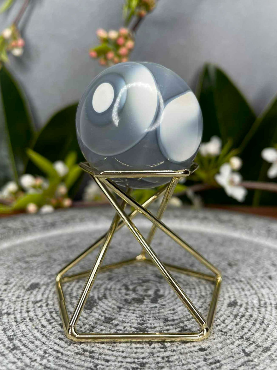 Breathtaking Orca Banding Agate Crystal Sphere