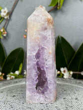 Load image into Gallery viewer, Druzy Pink Amethyst Flower Agate Crystal Tower Point
