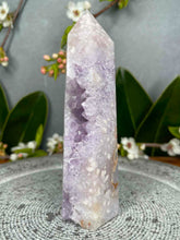 Load image into Gallery viewer, Peace Druzy Pink Amethyst Flower Agate Crystal Tower Point
