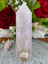 Load image into Gallery viewer, Druzy Pink Amethyst Flower Agate Crystal Tower Point
