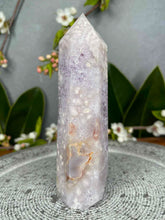 Load image into Gallery viewer, Peace Druzy Pink Amethyst Flower Agate Crystal Tower Point
