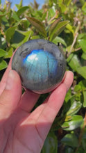Load and play video in Gallery viewer, Beautiful Labradorite Crystal Sphere With Flash
