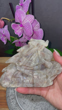 Load and play video in Gallery viewer, Statement Moonstone Sunstone Crystal Dragon Carving Blue Flash
