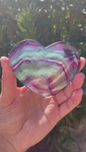 Load and play video in Gallery viewer, Stunning Rainbow Fluorite Crystal Love Heart Bowl Carving
