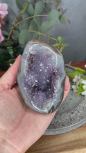 Load and play video in Gallery viewer, Amethyst Cluster Geode Agate Banding Freeform
