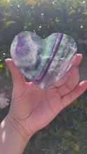 Load and play video in Gallery viewer, Beautiful Rainbow Fluorite Crystal Love Heart Bowl Carving
