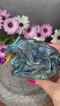 Load and play video in Gallery viewer, Incredible Labradorite Dragon Carving Blue Flash
