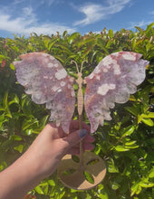 Load and play video in Gallery viewer, High Quality Stunning Pink Amethyst Flower Agate Butterfly
