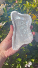 Load and play video in Gallery viewer, Moonstone Crystal Bowl Plate Blue Silver Flash
