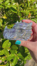 Load and play video in Gallery viewer, Labradorite Crystal Dragon Head Carving Purple Flash

