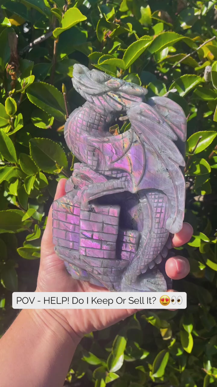Labradorite Dragon Crystal Carving Purple Flash