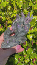 Load and play video in Gallery viewer, Nine-tailed Fox Labradorite Crystal Carving Purple Rainbow Flash

