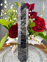 Load image into Gallery viewer, High Quality Quartz With Black Tourmaline Crystal Tower Point
