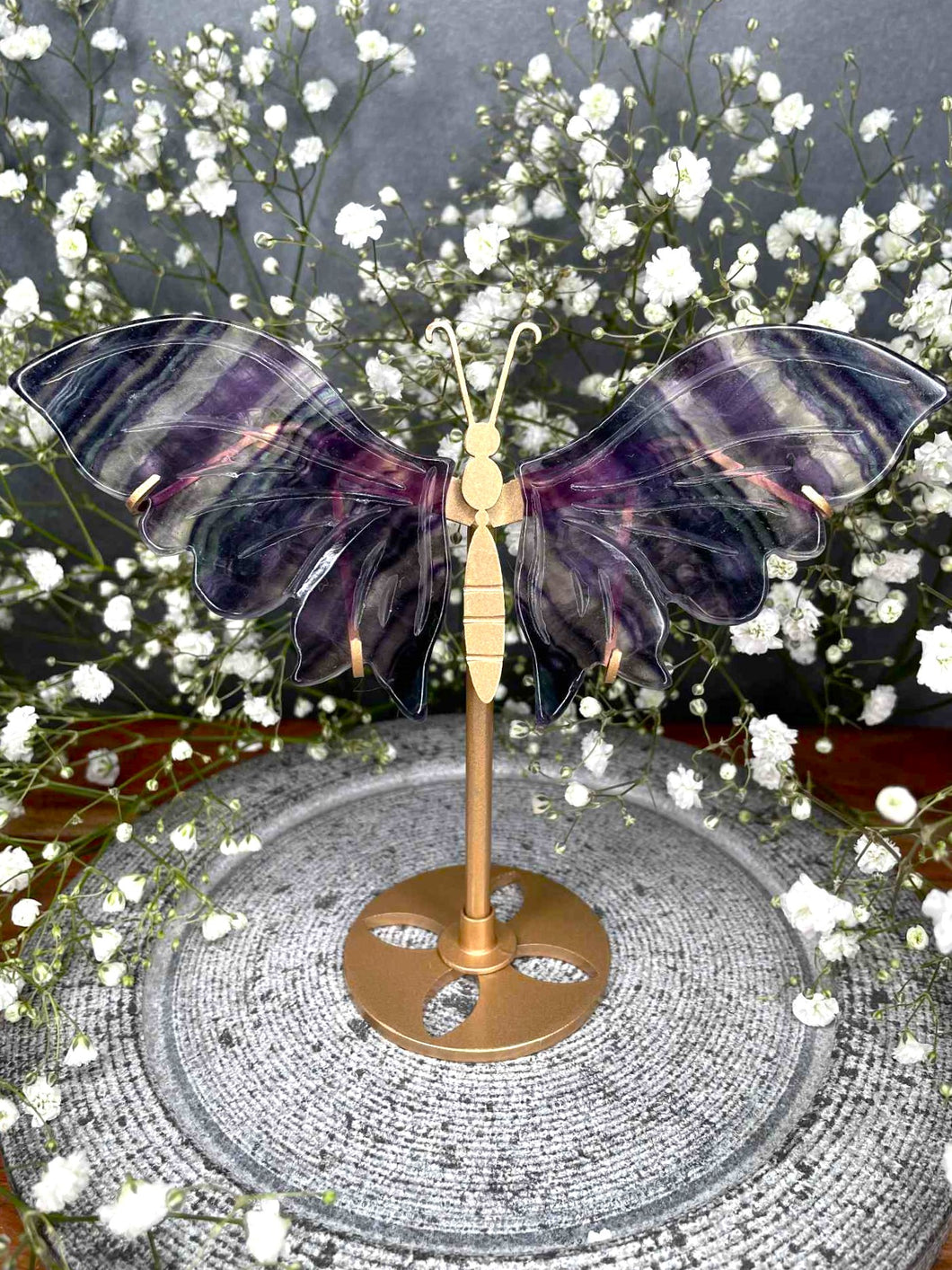 Stunning Rainbow Fluorite Crystal Butterfly Wings