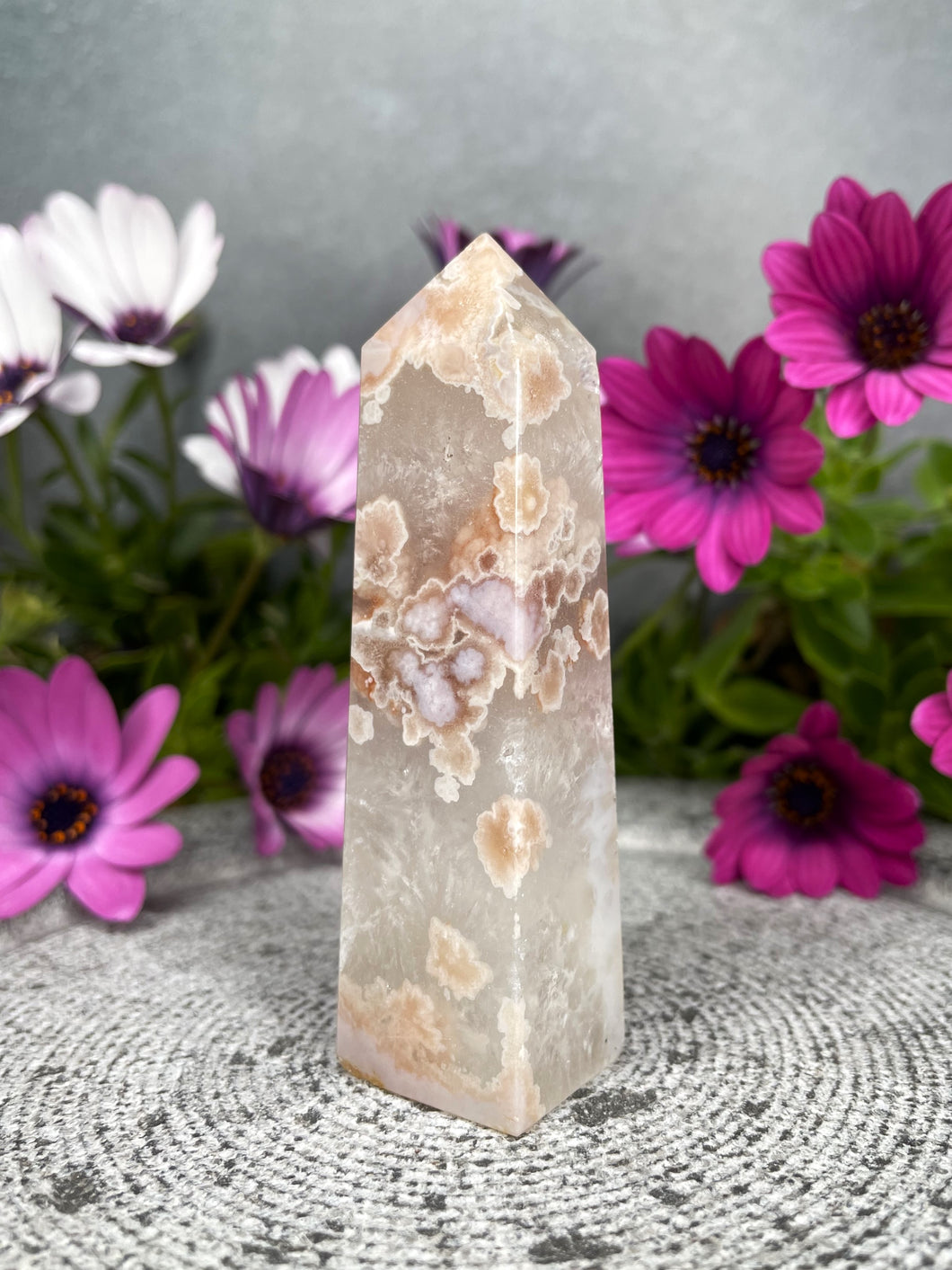 Glorious Pink Amethyst Flower Agate Crystal Tower