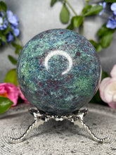Load image into Gallery viewer, High Quality UV Reactive Ruby Kyanite Fuchsite Crystal Sphere
