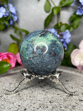 Load image into Gallery viewer, Beautiful UV Reactive Ruby Kyanite Fuchsite Crystal Sphere
