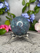 Load image into Gallery viewer, Gorgeous UV Reactive Ruby Kyanite Fuchsite Crystal Sphere
