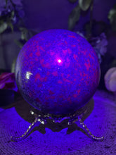 Load image into Gallery viewer, High Quality UV Reactive Ruby Kyanite Fuchsite Crystal Sphere
