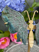 Load image into Gallery viewer, Beautiful UV Ruby Kyanite Fuchsite Crystal Butterfly Wings On Gold Stand
