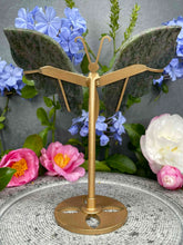 Load image into Gallery viewer, Gorgeous UV Ruby Kyanite Fuchsite Crystal Butterfly Wings On Gold Stand
