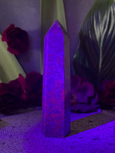 Load image into Gallery viewer, Ruby Fuchsite Kyanite Crystal Tower Point UV Reactive
