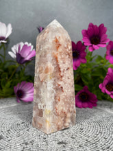 Load image into Gallery viewer, Zen Pink Amethyst Flower Agate Crystal Tower
