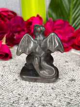 Load image into Gallery viewer, Silver Sheen Obsidian Charizard Crystal Pokémon Carving
