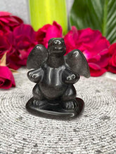 Load image into Gallery viewer, Silver Sheen Obsidian Charizard Crystal Pokémon Carving
