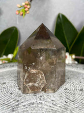 Load image into Gallery viewer, Smoky Quartz Crystal Tower Point With Rainbows
