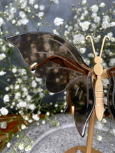 Load image into Gallery viewer, Smoky Quartz Crystal Butterfly Wings On Gold Stand

