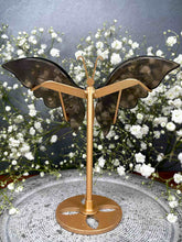Load image into Gallery viewer, Smoky Quartz Crystal Butterfly Wings On Gold Stand

