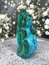 Load image into Gallery viewer, Chrysocolla Malachite Tower Point Raw/Polished Bubble Freeform
