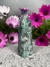 Load image into Gallery viewer, Personal Growth Moss Agate Crystal Tower Point
