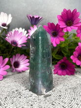 Load image into Gallery viewer, Personal Growth Moss Agate Crystal Tower Point
