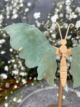 Load image into Gallery viewer, Lucky Green Aventurine Crystal Butterfly Wings On Gold Stand
