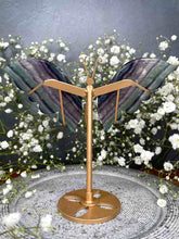 Load image into Gallery viewer, Beautiful Rainbow Fluorite Butterfly Wings On Gold Stand
