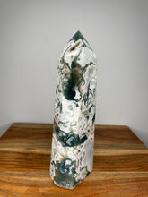 Load image into Gallery viewer, Big White Moss Agate Crystal Quartz Tower Point
