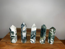 Load image into Gallery viewer, Balance Moss Agate Towers
