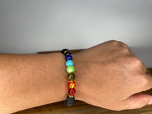 Load image into Gallery viewer, 7 Stone Chakra Bracelet With Lava Beads
