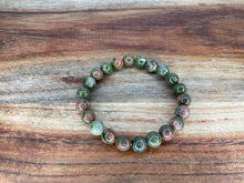 Load image into Gallery viewer, 8mm Beads Crystal Unakite Bracelet
