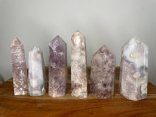 Load image into Gallery viewer, Six Sided Pink Flower Agate Towers Point
