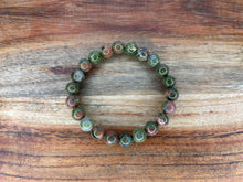 Load image into Gallery viewer, 8mm Beads Crystal Unakite Bracelet
