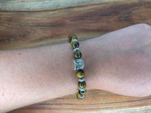 Load image into Gallery viewer, Tiger Eye Crystal Bracelet With Owl Charm
